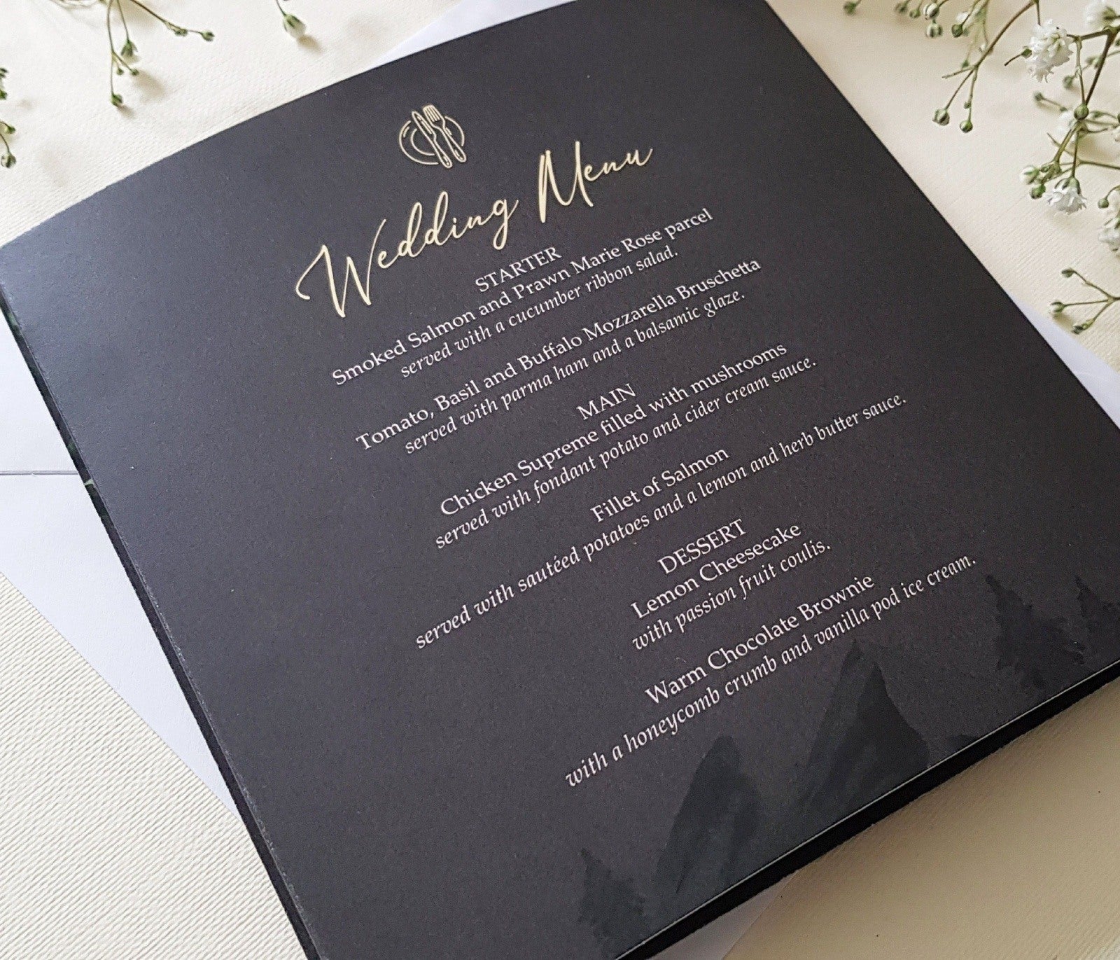 Dark Grey Winter Christmas Trifold Wedding Invitations