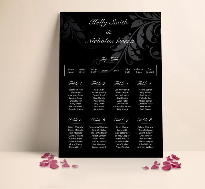 Deep Black Wedding Table plan Seating Planner