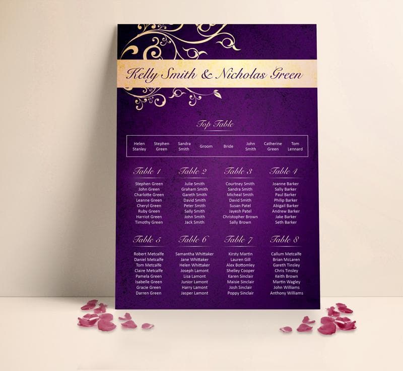 Deep Floral Wedding Table plan Seating Planner