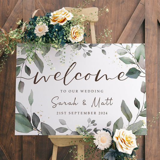 Eucalyptus Botanical Wedding Welcome Sign