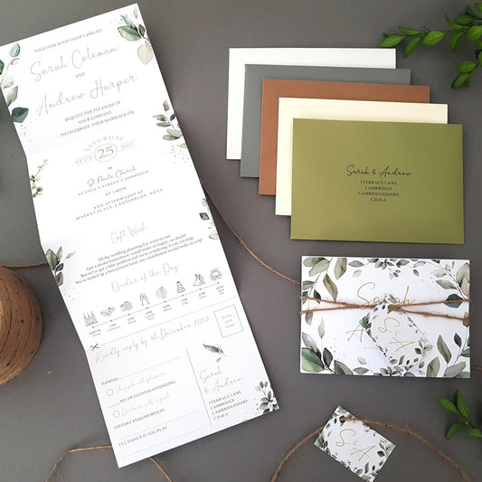 Eucalyptus Concertina Wedding Invitations