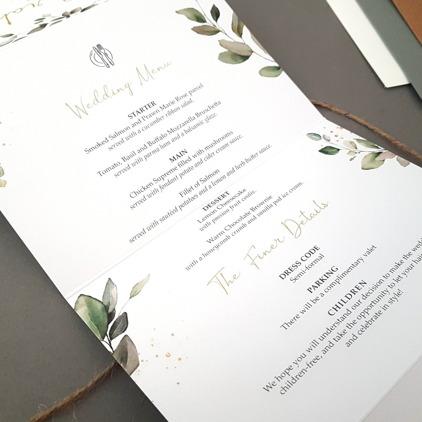 Eucalyptus Concertina Wedding Invitations