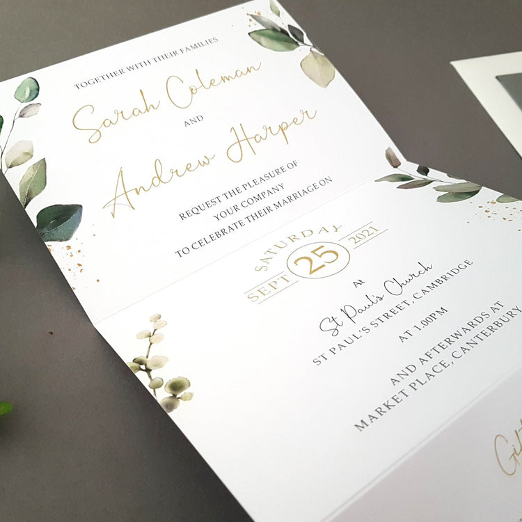 Eucalyptus Concertina Wedding Invitations