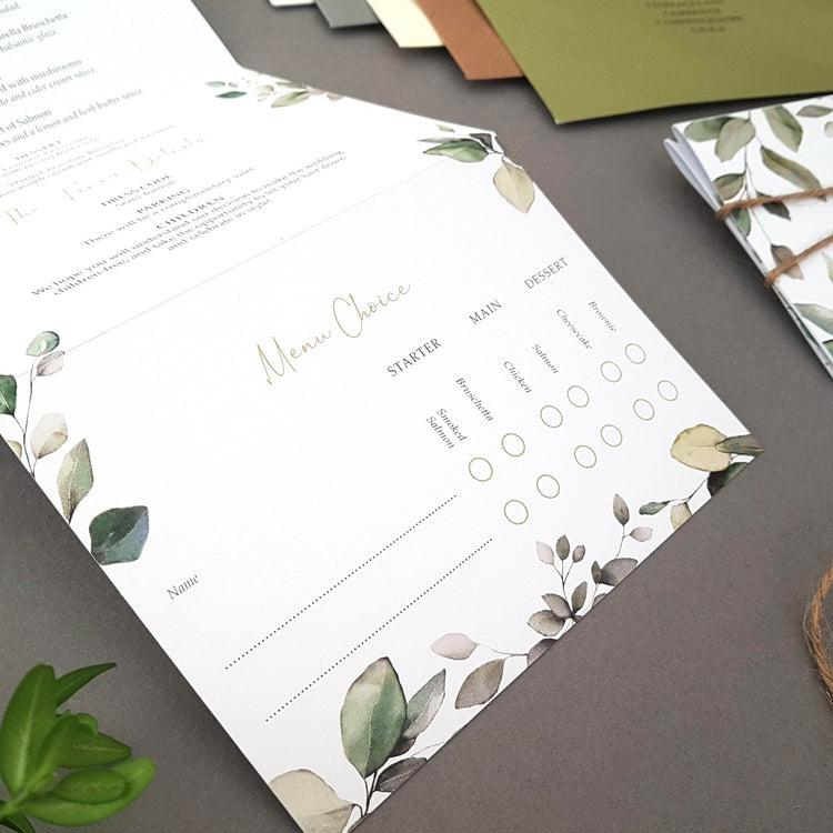 Eucalyptus Concertina Wedding Invitations Sample