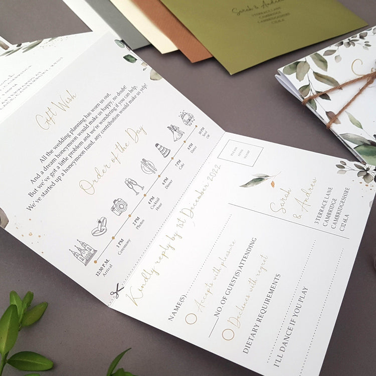 Eucalyptus Concertina Wedding Invitations Sample