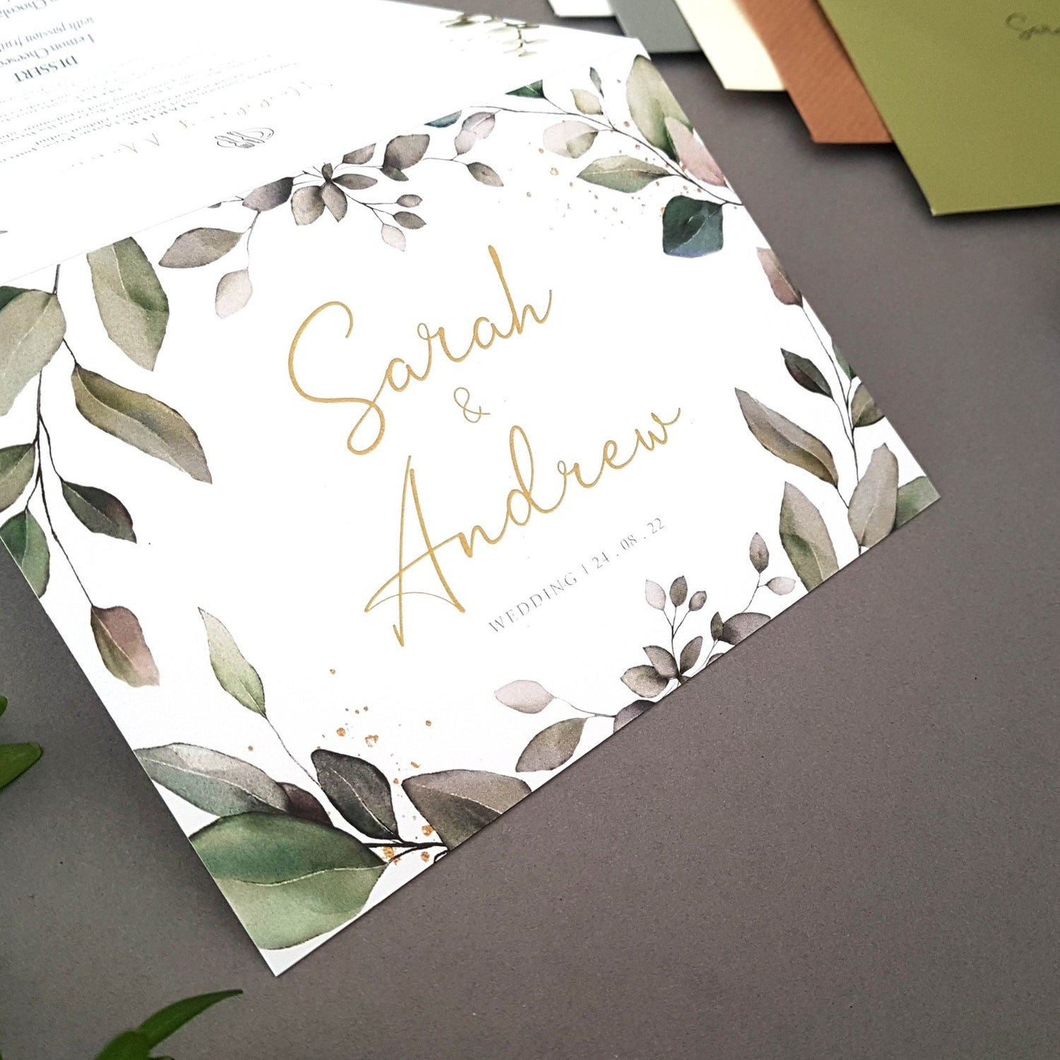 Eucalyptus Concertina Wedding Invitations Sample