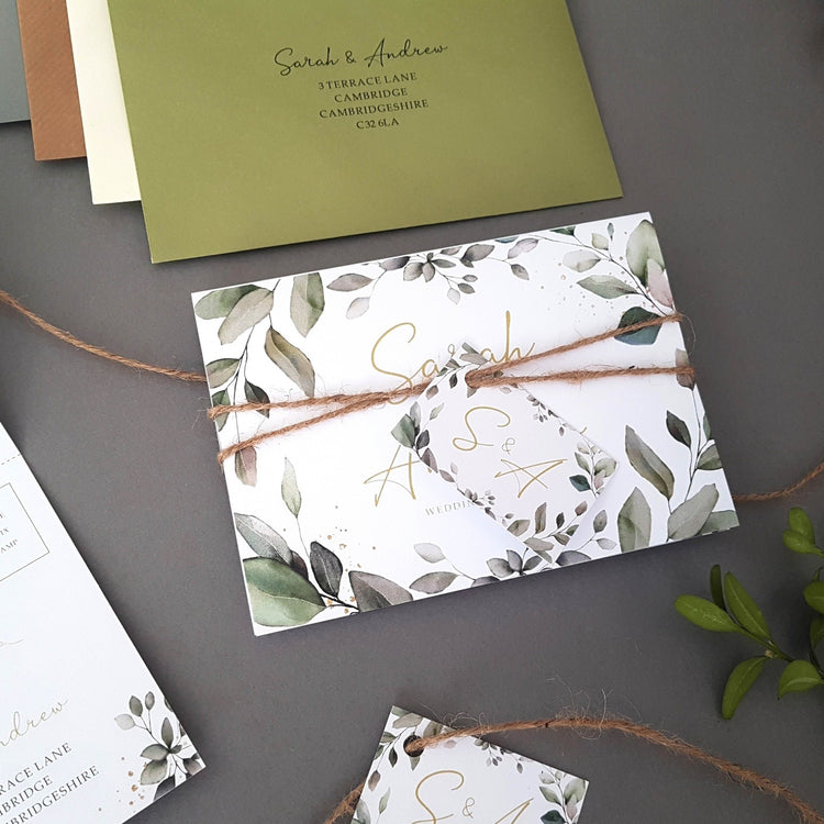 Eucalyptus Concertina Wedding Invitations Sample