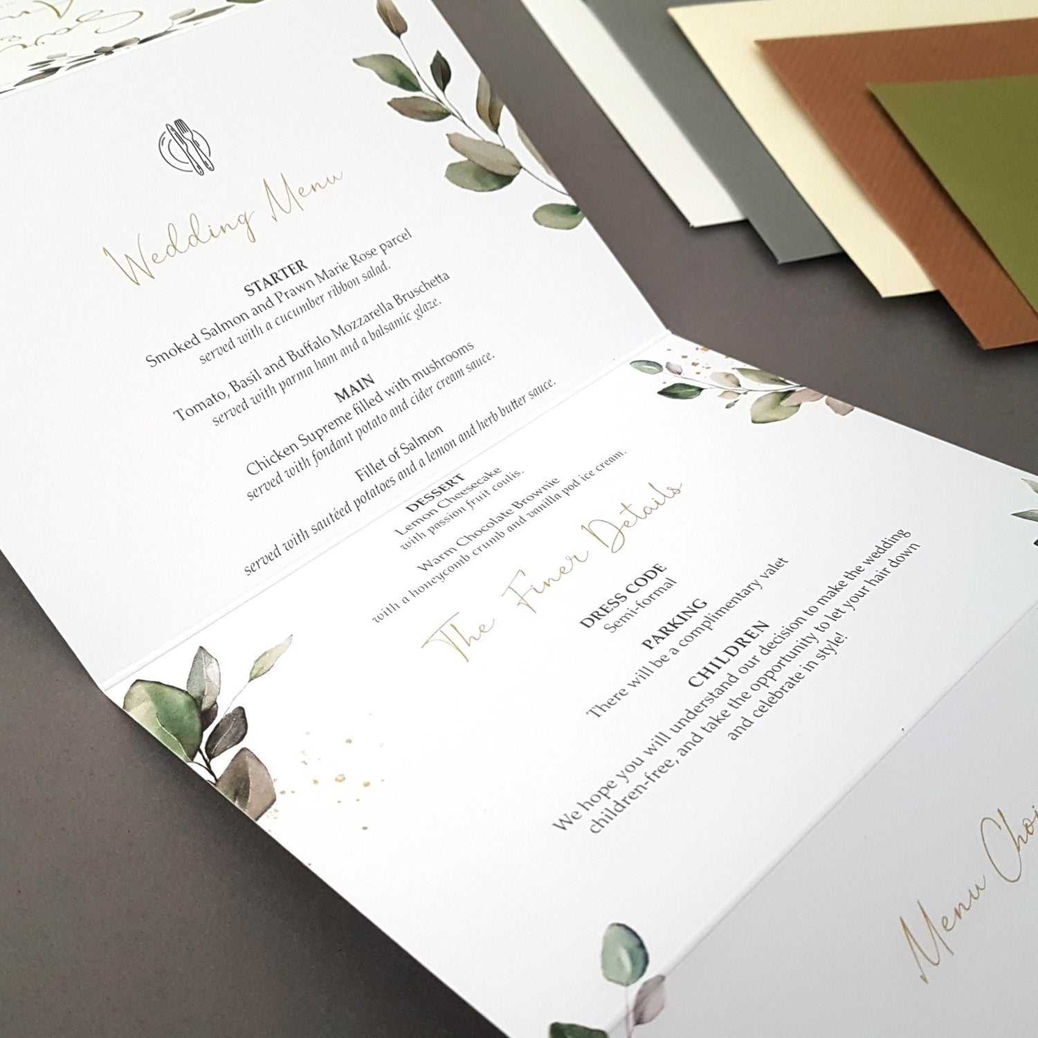 Eucalyptus Concertina Wedding Invitations Sample