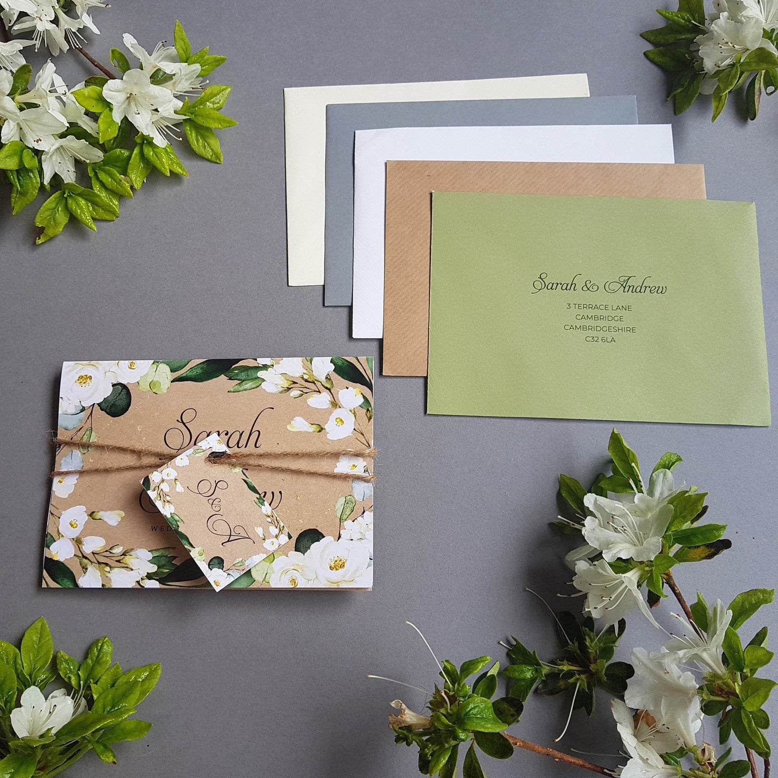 Eucalyptus Floral Concertina Wedding Invitations Sample