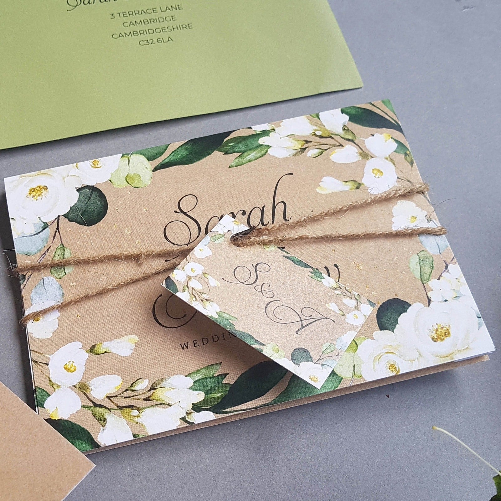 Eucalyptus Floral Concertina Wedding Invitations Sample