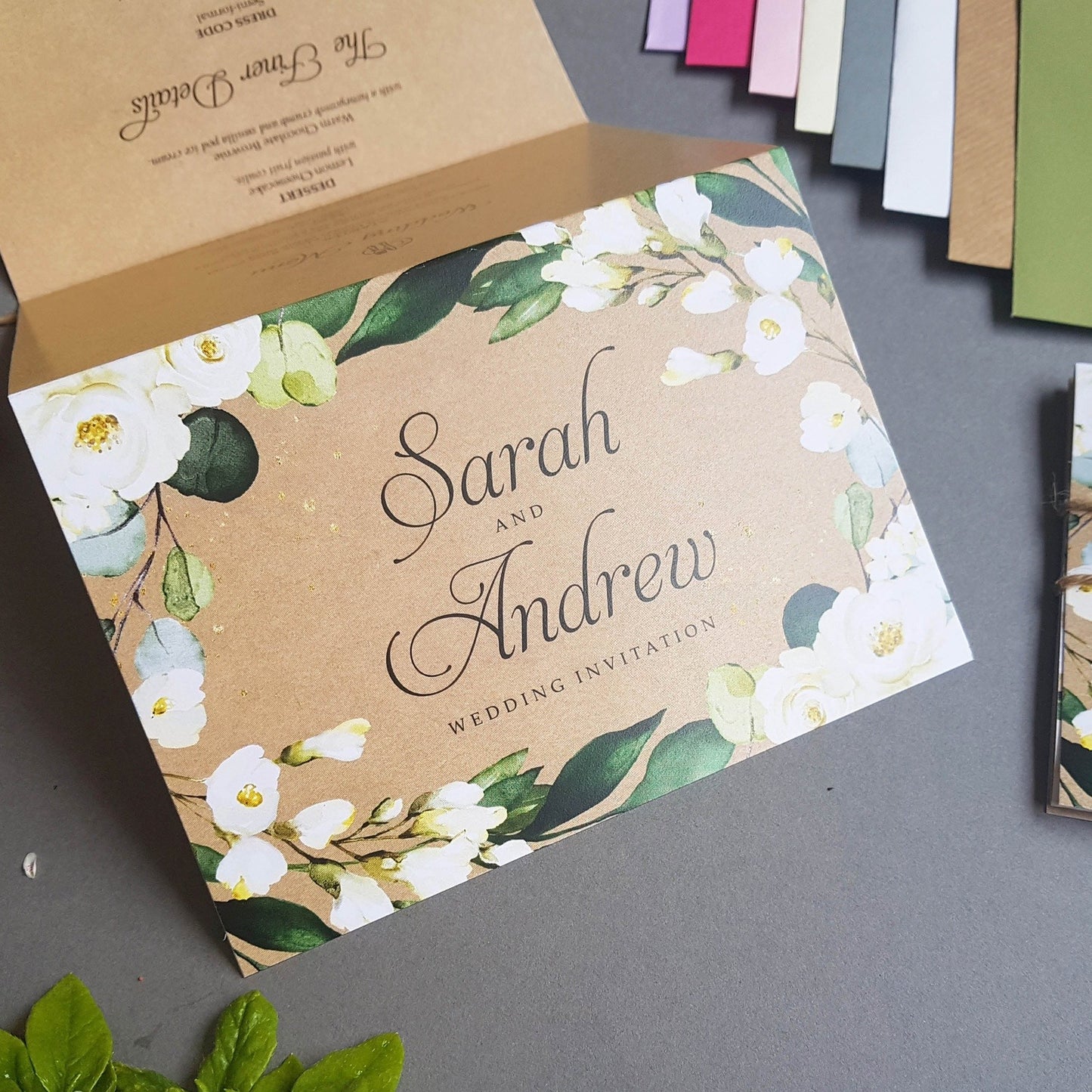 Eucalyptus Floral Concertina Wedding Invitations Sample