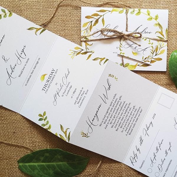 Eucalyptus Leaf Wedding Invitation Sample