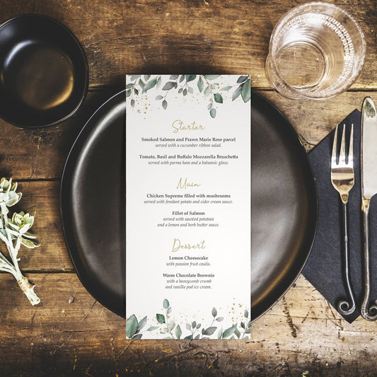 Eucalyptus Personalised Wedding Menus