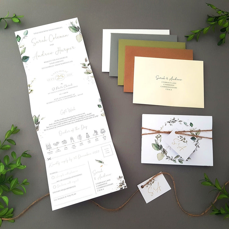 Eucalyptus Wreath Concertina Wedding Invitations
