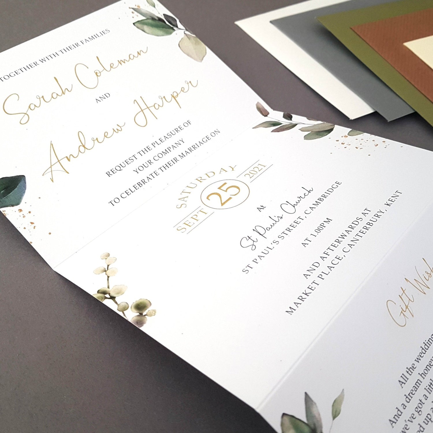 Eucalyptus Wreath Concertina Wedding Invitations Sample