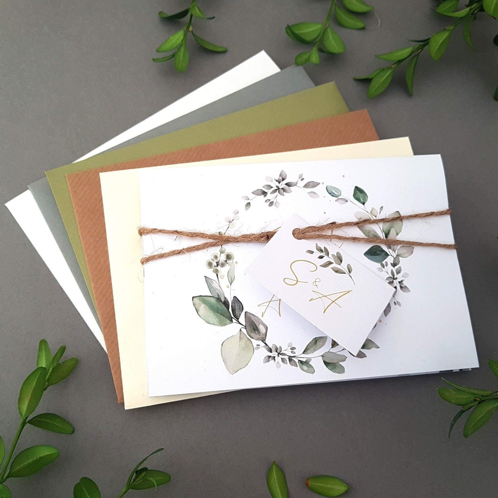 Eucalyptus Wreath Concertina Wedding Invitations Sample