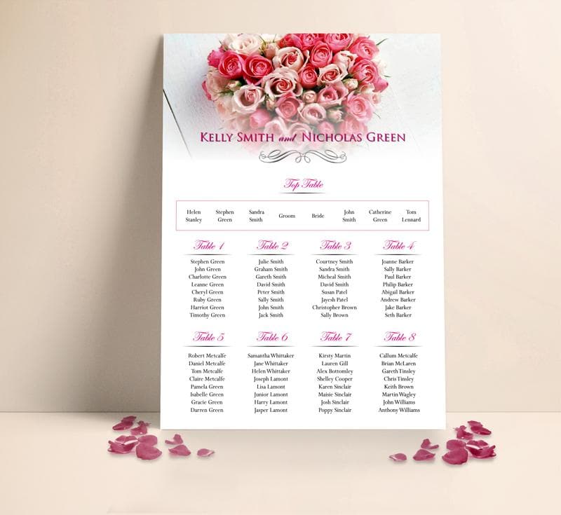 Floral Heart Wedding Table plan Seating Planner