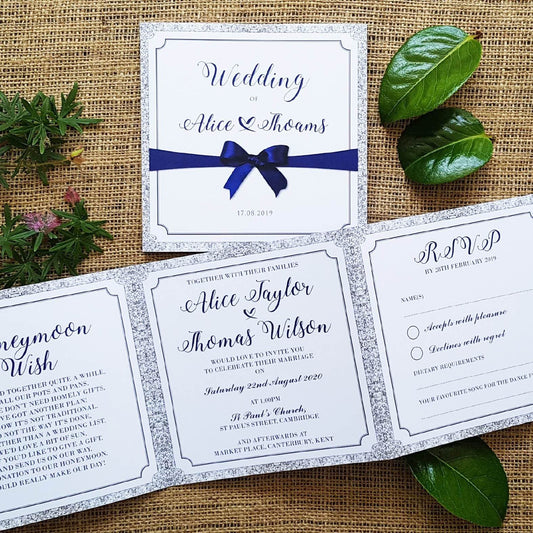 Glitter Trifold Wedding and Evening Invitation