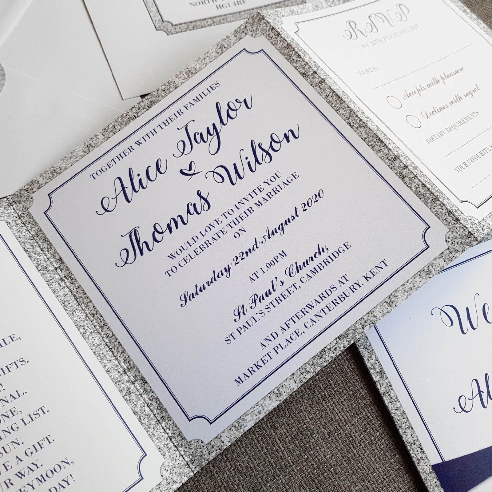 Glitter Trifold Wedding and Evening Invitation