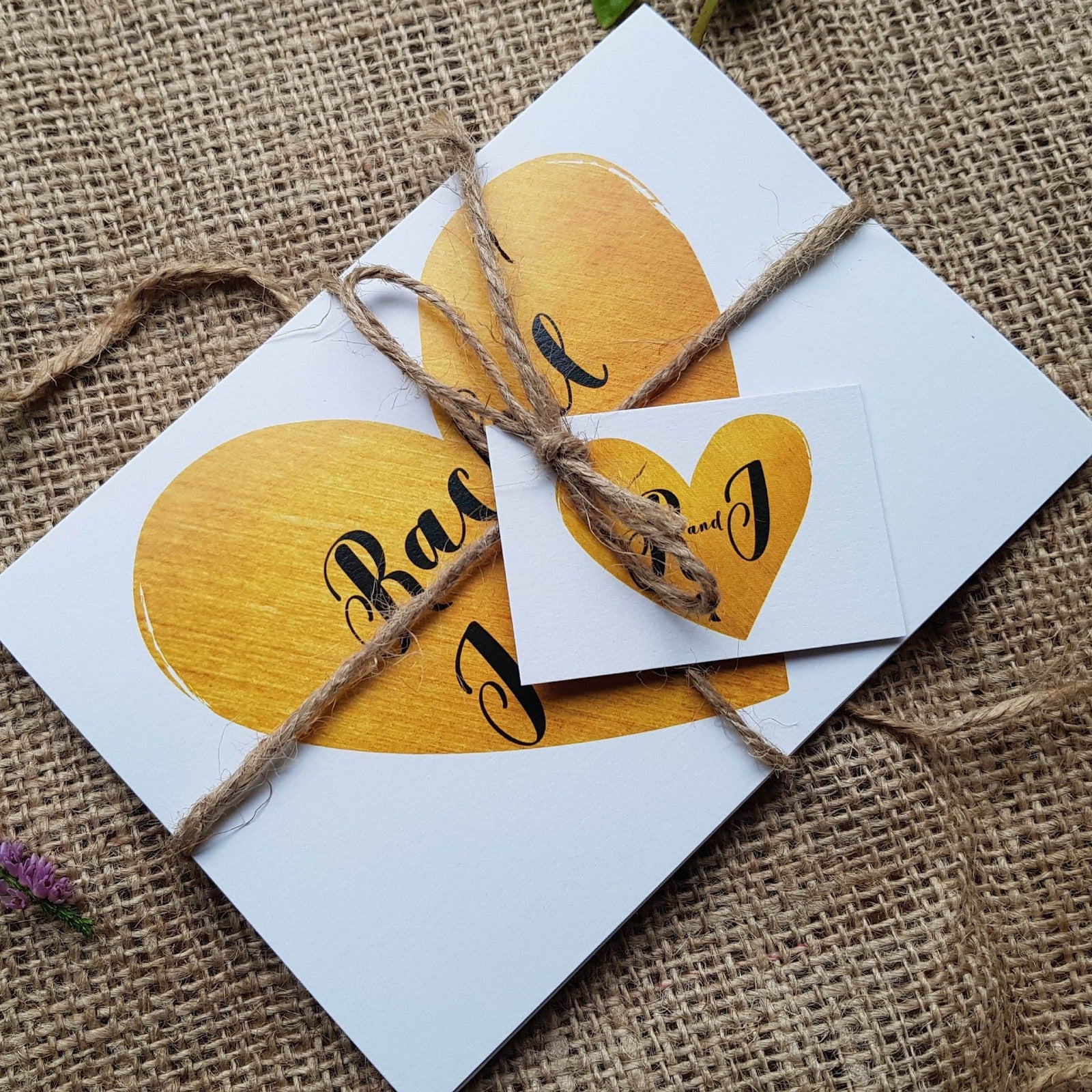 Gold Heart Wedding Invitations