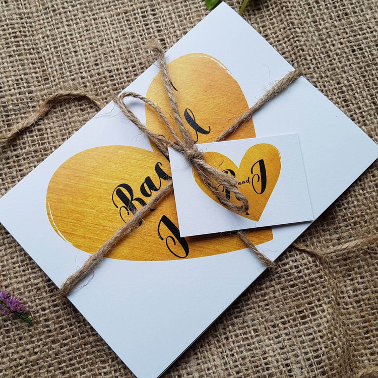 Gold Heart Wedding Invitations