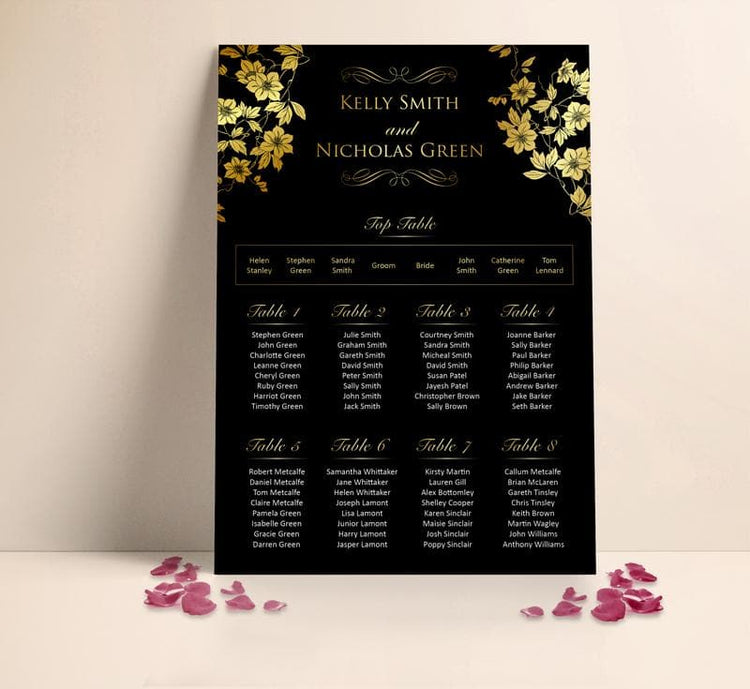 Gold Leaves Wedding Table plan Seating Planner