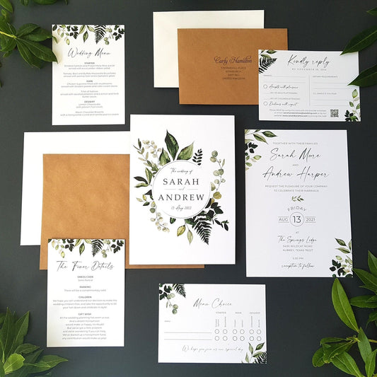 Greenery Wreath Wedding Invitations Sample Sienna Mai