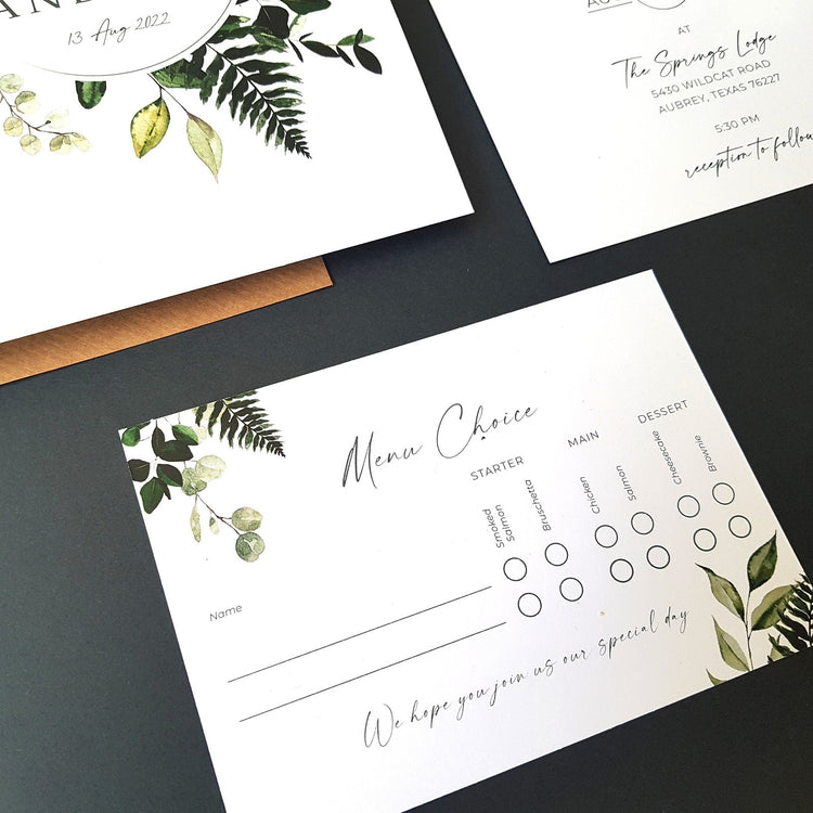 Greenery Wreath Wedding Invitations Set