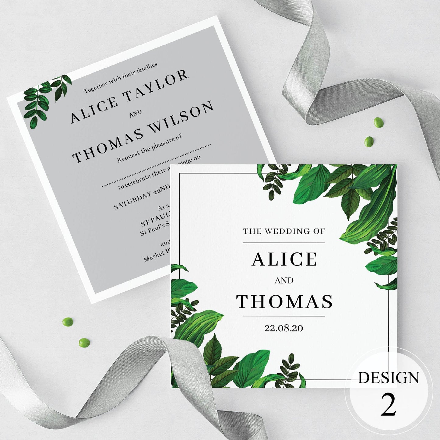 Grey Botanical Evening Invitations