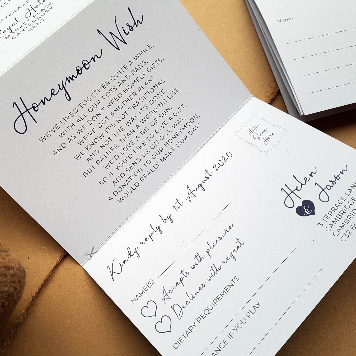 Heart Concertina Friday Wedding Invitation Sample