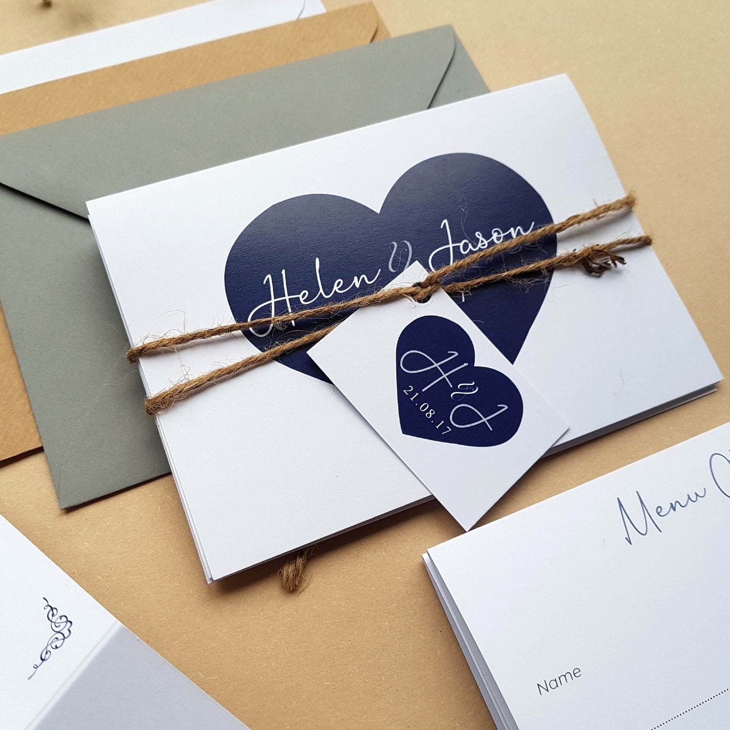 Heart Concertina Friday Wedding Invitation Sample