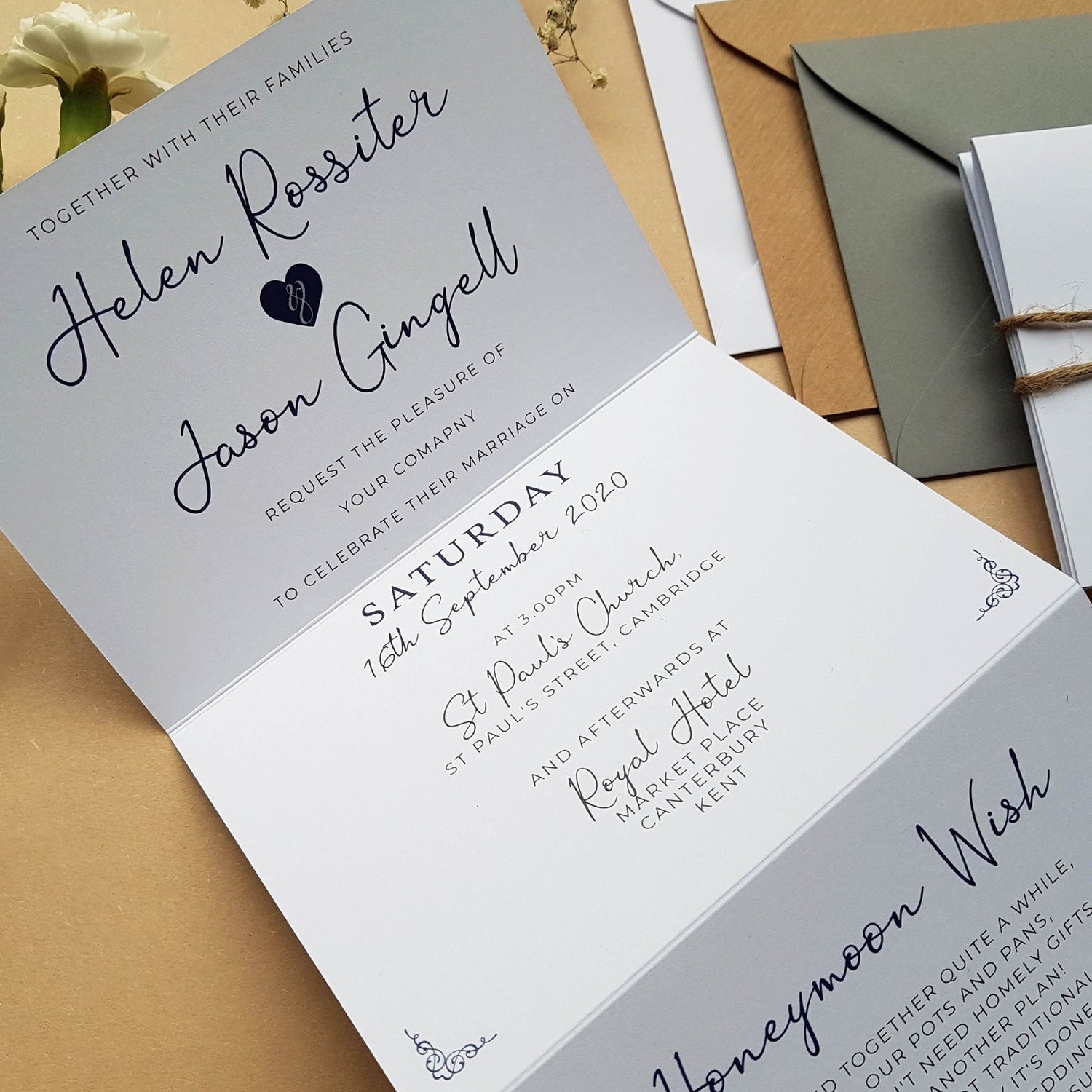 Heart Concertina Friday Wedding Invitation Sample