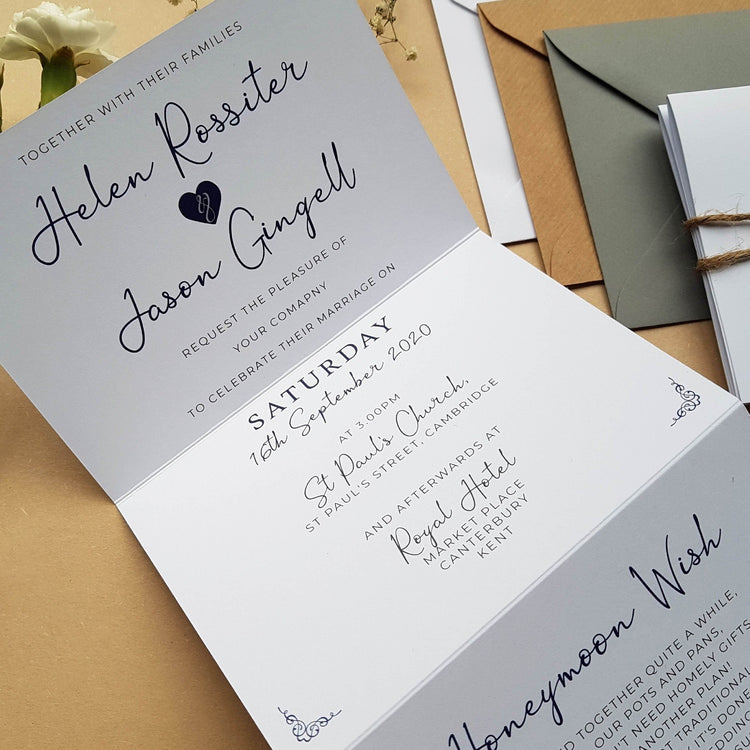 Heart Concertina Friday Wedding Invitation Sample