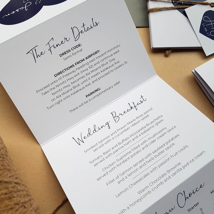 Heart Concertina Friday Wedding Invitation Sample