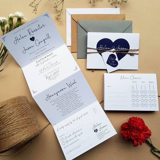 Heart Concertina Friday Wedding Invitation Sample