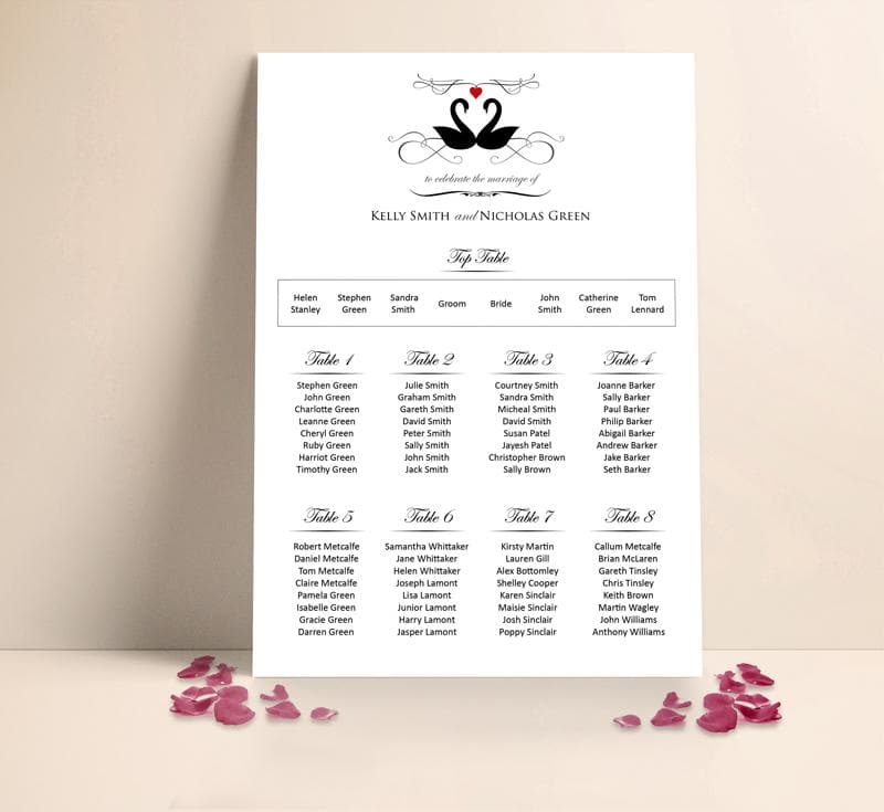 Heart Swan Table plan