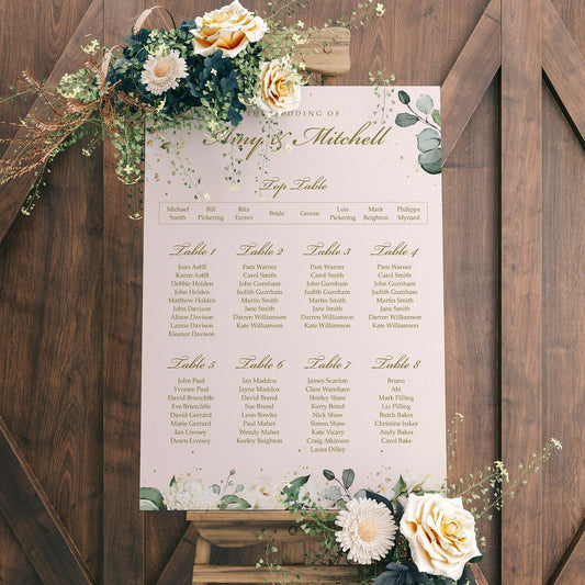 Ivory Be Our Guest Wedding Seating Chart Table Plan