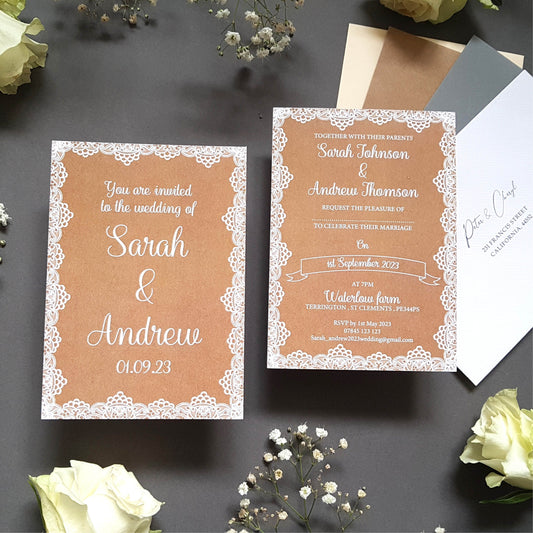 Lace Evening Wedding Invitation