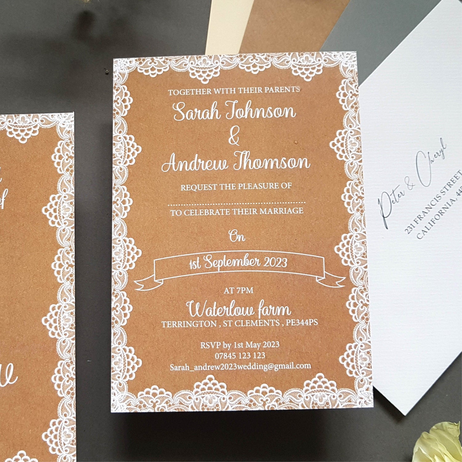 Lace Evening Wedding Invitation