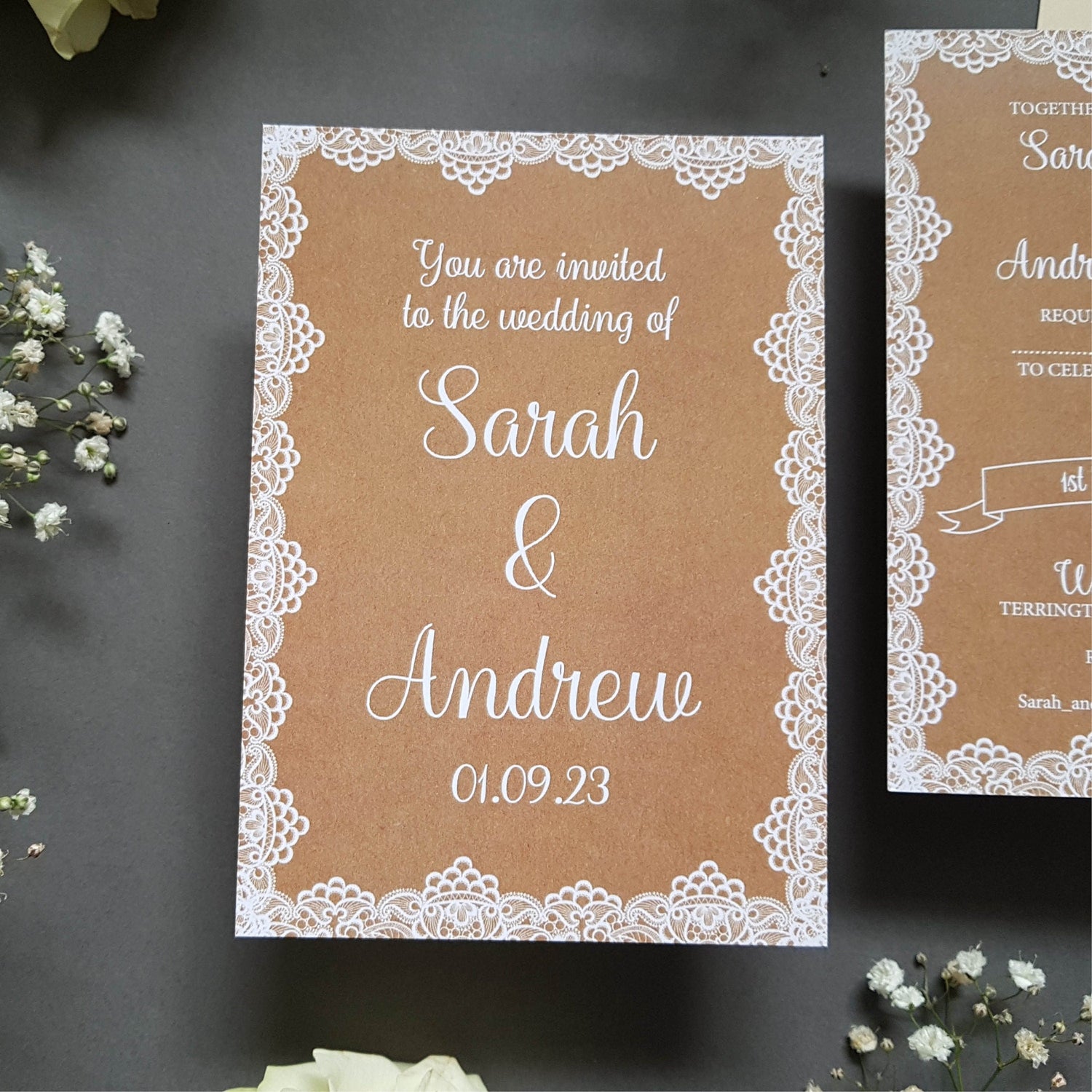 Lace Evening Wedding Invitation