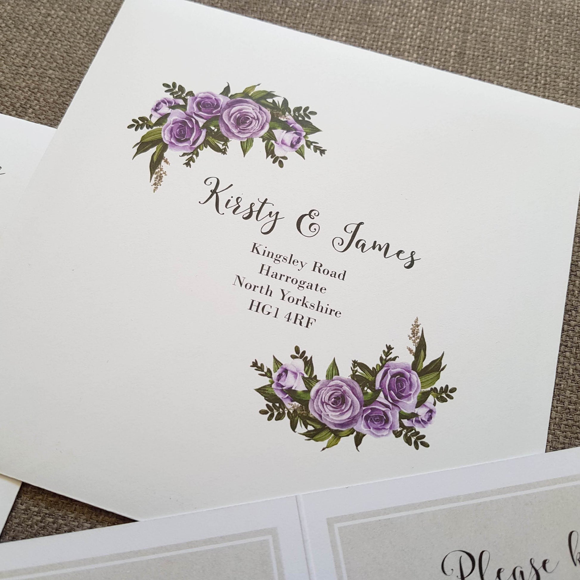 Lavender Rose Trifold Wedding and Evening Invitation