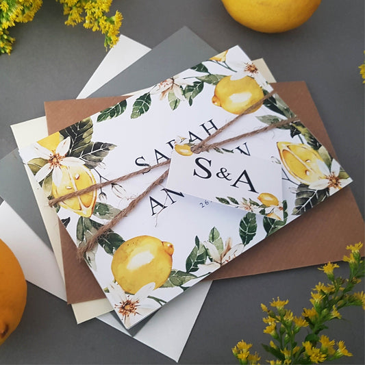 Lemon Tuscany Concertina Wedding and Evening Invitation