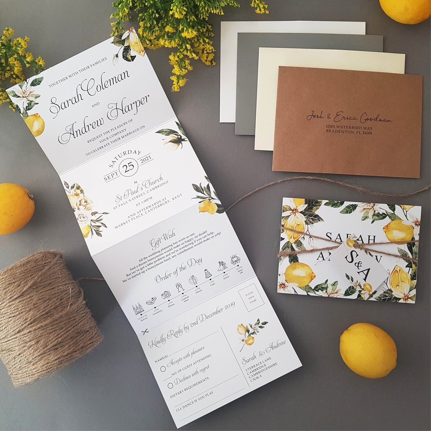 Lemon Wedding Invitations Sample