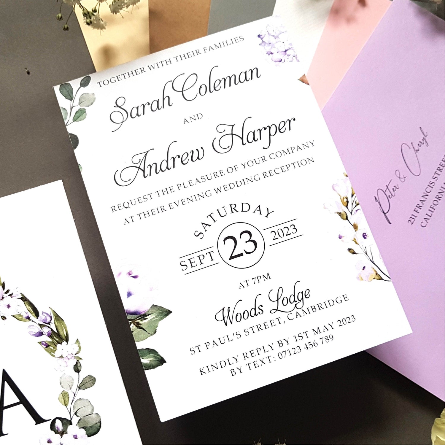Lilac Evening Wedding Invitation