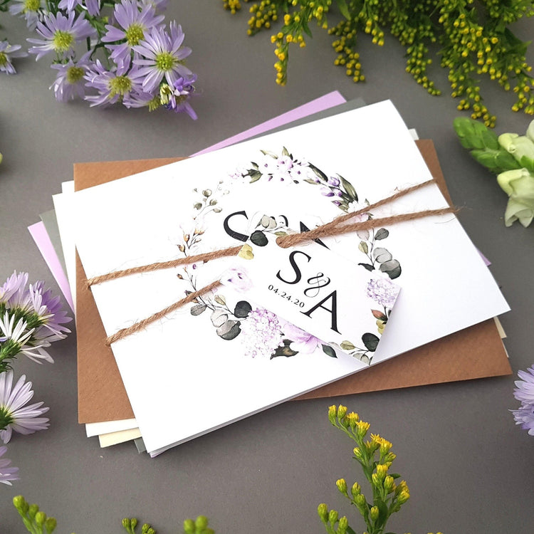 Lilac Floral Concertina Wedding Invitations