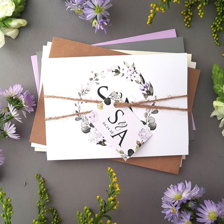 Lilac Floral Concertina Wedding Invitations Sample
