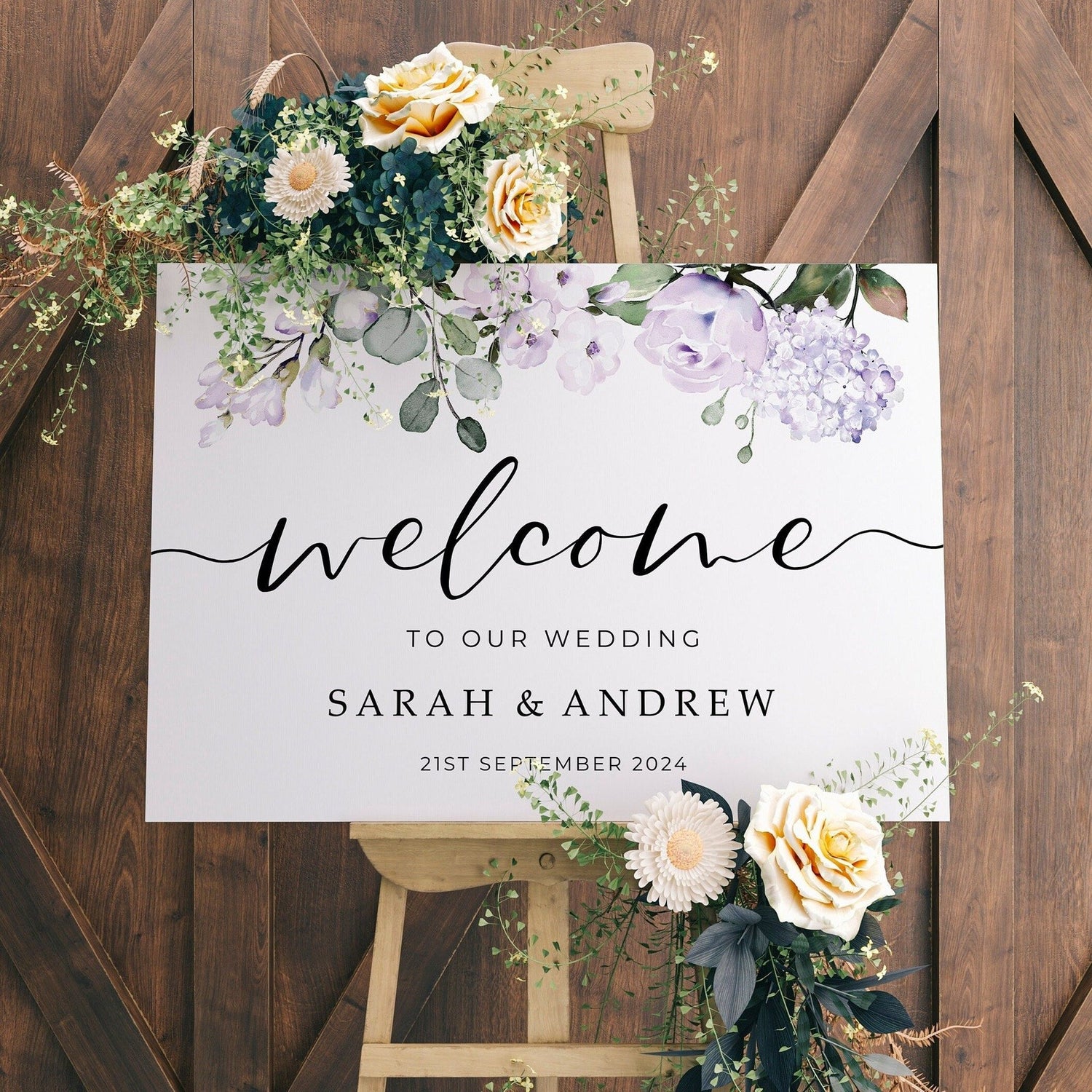 Lilac Lavendar Wedding Welcome Sign