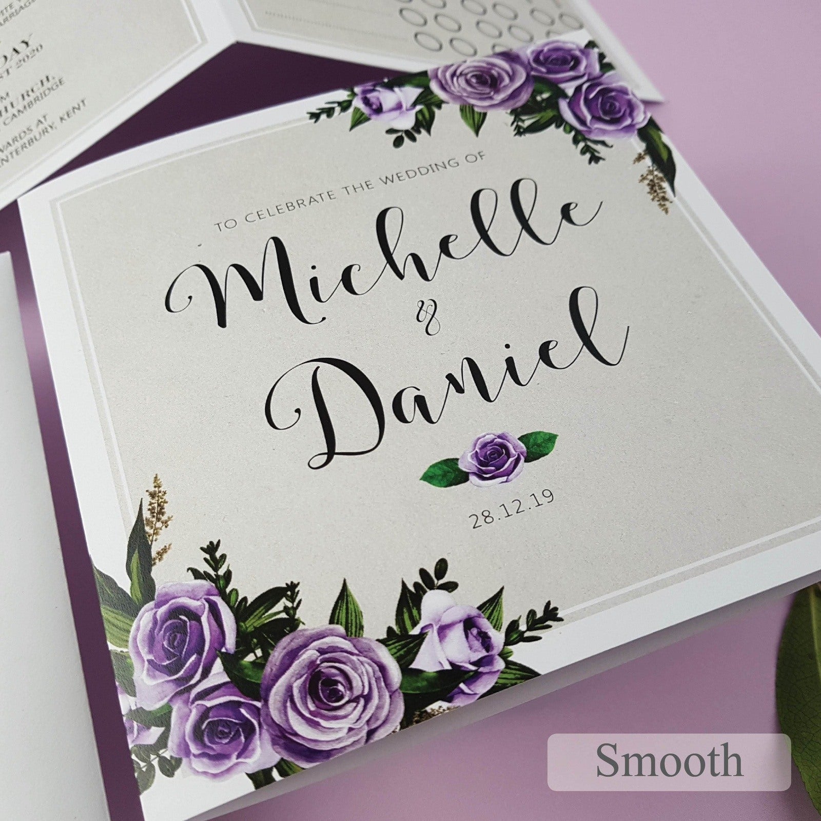Lilac Roses Trifold Wedding and Evening Invitation