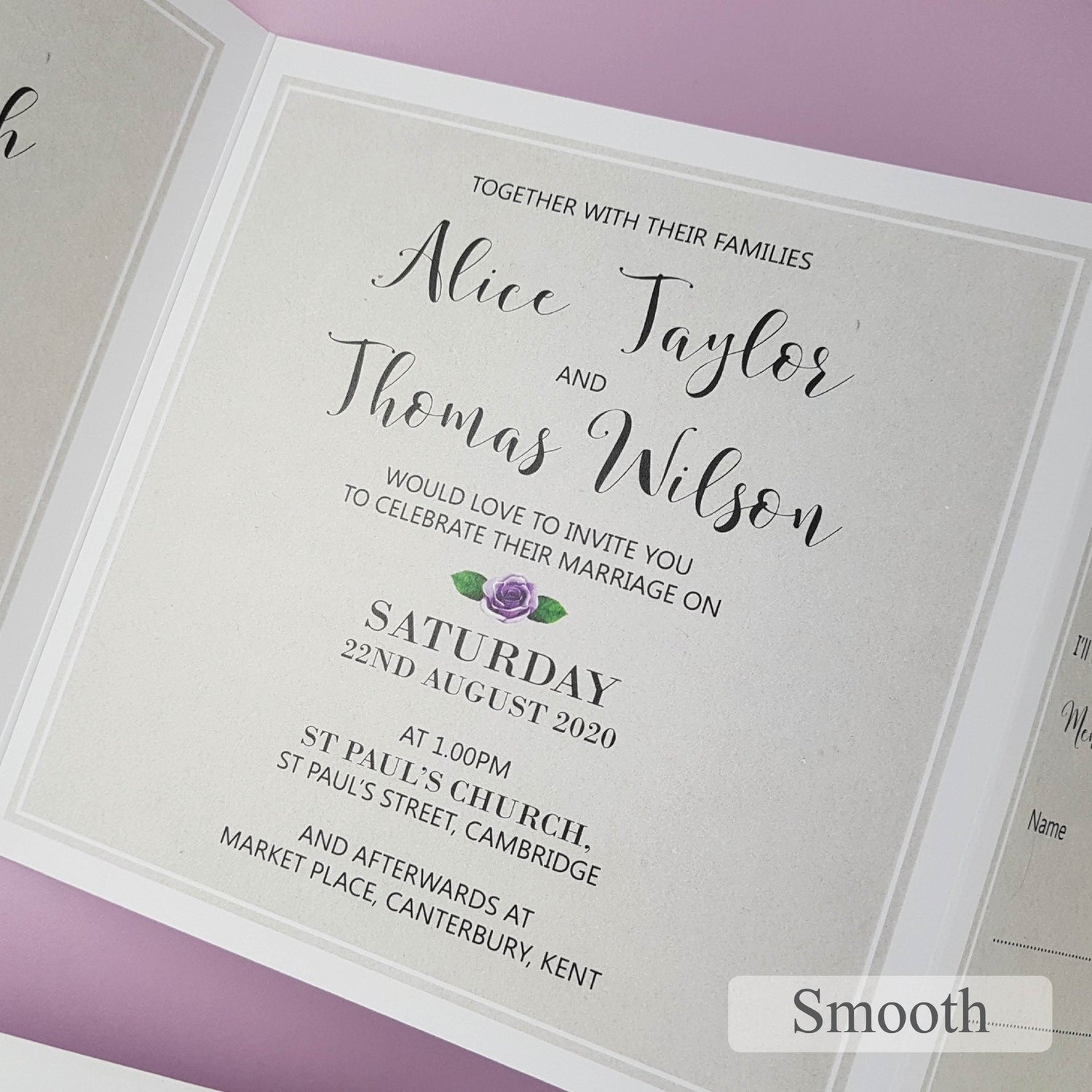 Lilac Roses Trifold Wedding and Evening Invitation