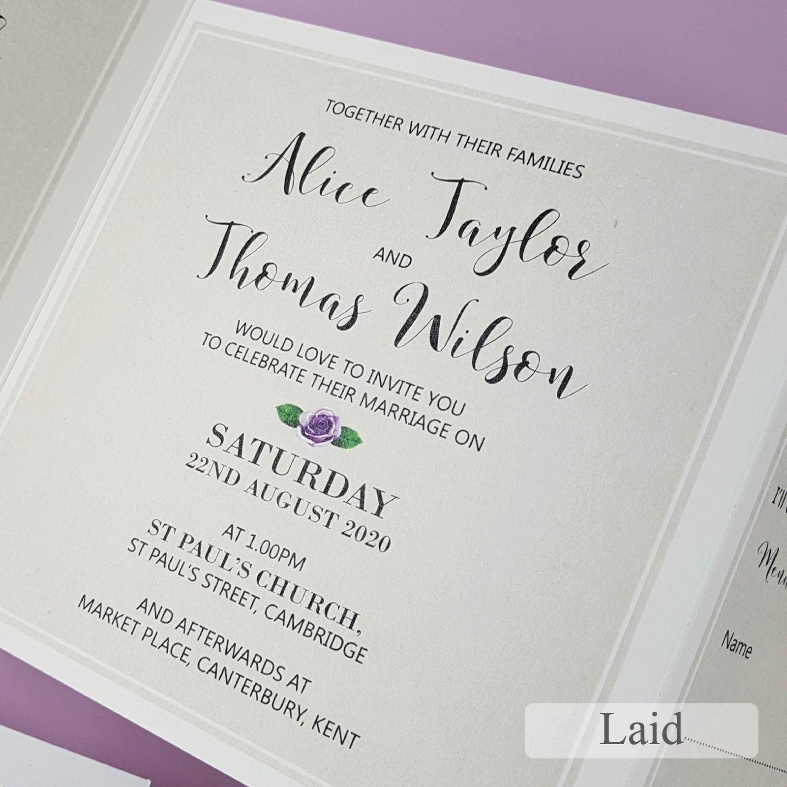Lilac Roses Trifold Wedding and Evening Invitation